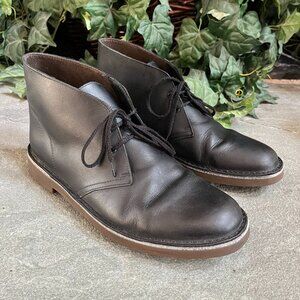 Clarks Desert Chukka Boots Black Leather Lace Up 15522 Men's 10.5M EU44